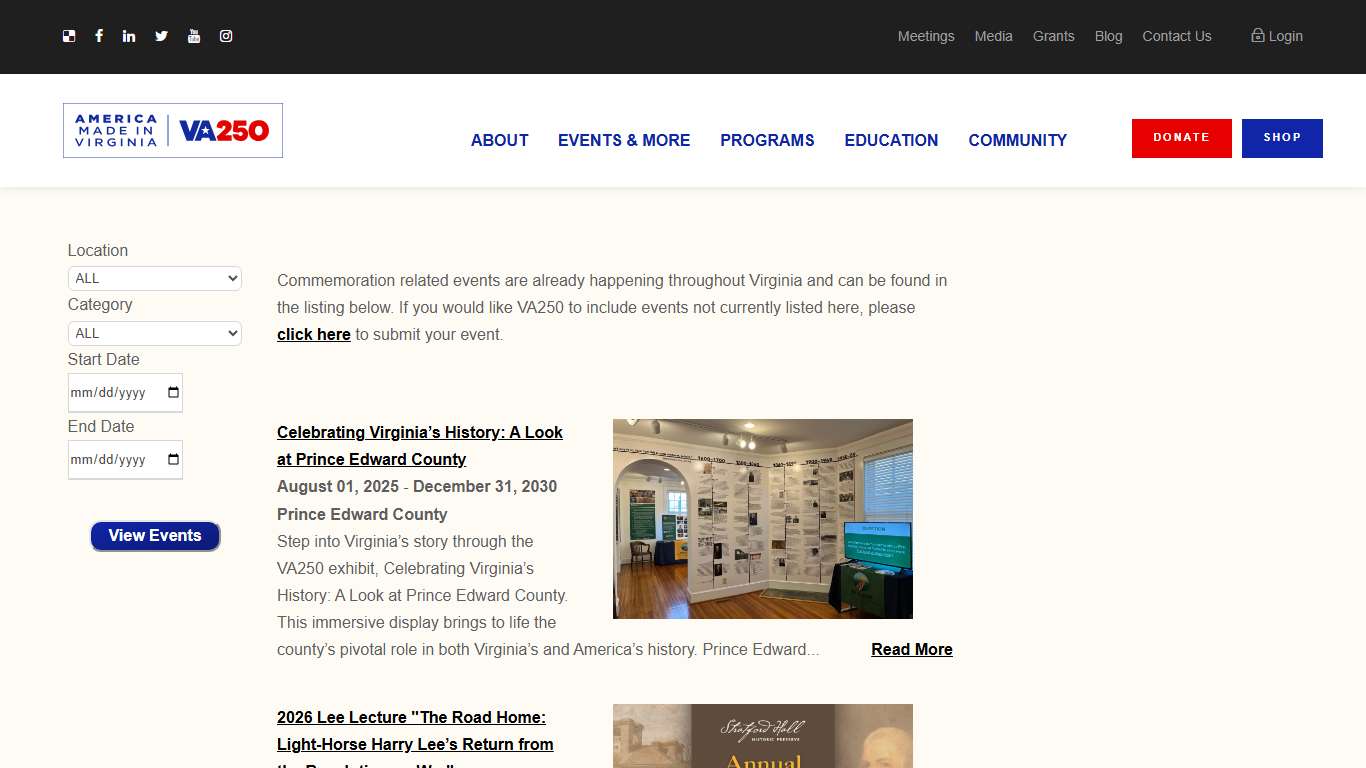 Events (Search) Category - Virginia American Revolution 250 Commemoration - VA250
